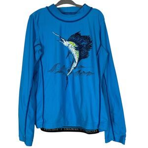Coolibar Blue Swordfish Rach Guard Boys Sz S/5-6 Sun Protection UPF 50 Swim